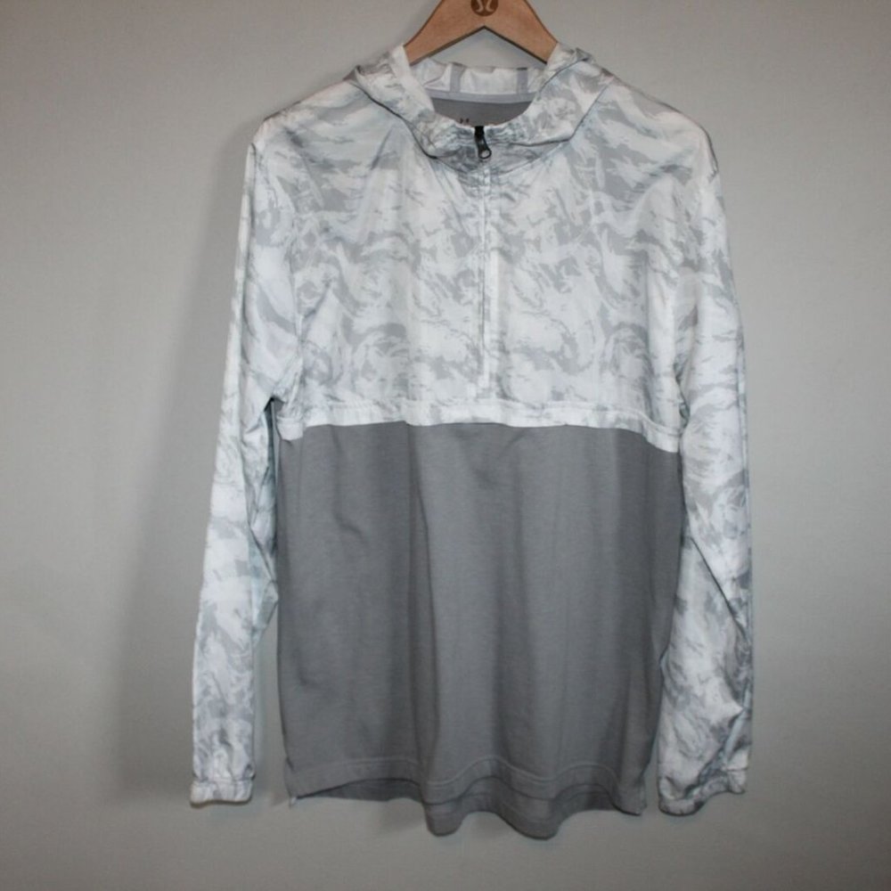Under Armour Sportstyle Wind Anorak White Gray Hooded Pullover Large H11990 - Picture 2 of 11